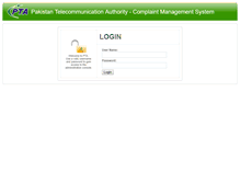 Tablet Screenshot of complaint.pta.gov.pk